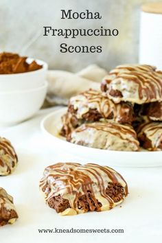 chocolate mocha frappuccino scones on a white plate