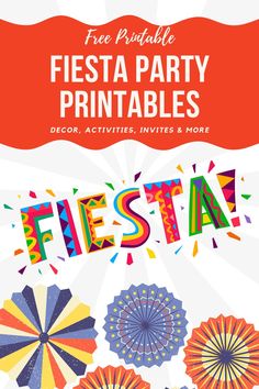 fiesta party printables with colorful confetti and fireworks