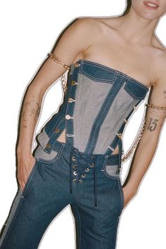 Ropa Upcycling, Corset Fashion, Denim Corset, Bootcut Jean, Upcycled Fashion, Dion Lee, Denim Design, Autumn Fashion Women