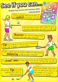 FREE "See if you can..." POSTER: Individual ways your kids at school can improve their striking PE skills - part of the complete K-3 sport lesson pack! Pe Lesson Plans, Gym Games For Kids, Sports Skills, Tennis Lessons