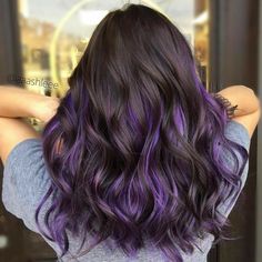 2 Toned Blue Hair, Silver Purple Hair Balayage Brunette, Pravana Violet, Purple Hair Highlights