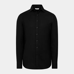 This black shirt is tailored to a casual tailored fit and features a classic collar, single cuff, and stitched-on placket. Perfect White Shirt, Tuxedo Shoes, Tuxedo Accessories, Black Tie Formal, Flannel Suit, Custom Made Suits, Tuxedo Shirts, Classic Suit, Tuxedo Suit