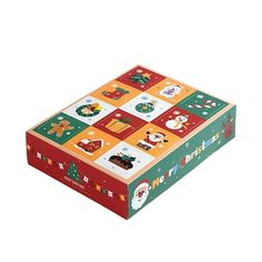 a box that has christmas decorations on the top and bottom, with snowmen around it