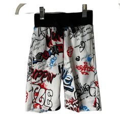 New Phat Farm Boys Shorts With Multicolored Graffiti Print, Size 4 Approximate Measurements: Waist: 18", Inseam: 6" Cotton Bottoms With Graphic Print For Playwear, Cotton Graphic Print Bottoms For Playwear, Casual Short Length Bottoms For Playtime, Summer Cotton Bottoms With Graffiti Print, Multicolor Shorts With Elastic Waistband For Playwear, Multicolor Cotton Sporty Bottoms, Multicolor Sporty Cotton Bottoms, Multicolor Cotton Bottoms With Letter Print, Casual Graphic Print Shorts For Playwear