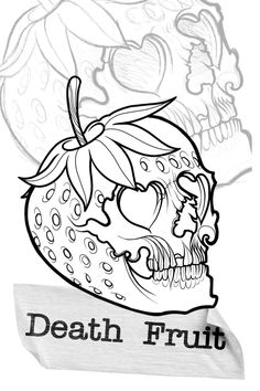 When clients bring wierd ideas that are really great. Black and gray tattoo, line art, line art. Skull starawberry , death fruit. Line Art Skull, Below Knee Tattoo, Strawberry Skull, Black And Gray Tattoo, Tattoo Line Art, Cool Skull Drawings, Skull Coloring, Gray Tattoo, Fruit Tattoo