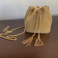 Gold Austrian Crystal Bucket Bag Removable Long Strap Turns This Into A Gorgeous Clutch Very Roomy, With Gold Chain Tassel Lock Encrusted With Crystals, Creating A Balanced And Eye-Catching Look. Whether You're Attending A Formal Event, A Wedding, Or A Glamorous Night Out, This Bag Is The Perfect Companion To Complete Your Ensemble! New In Package Smoke Free Home Austrian Crystal, Formal Event, Gold Chains, Bucket Bag, Night Out, Bag Lady, Chain, Crystals, Women Shopping