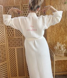 🛁 Embroidered Cotton Waffle Bathrobe 🛁 Introducing our handmade, embroidered bathrobe made from cotton waffle fabric! This special bathrobe stands out with its comfortable and stylish design. Its soft texture and lightweight structure gently touch your skin, providing a comfortable experience. ✨ Features: Fabric Type: 100% cotton waffle fabric Customizable Embroidery: Make your bathrobe even more special! Choose the placement of the embroidery (front or back) and select the thread color. 🧵 Em Waffle Bathrobe, Spa Robes, Personalized Robes, Monogram Robes, Lightweight Structure, Cotton Bathrobe, Custom Robes, Embroidered Robes, Personalized Robe