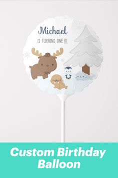 Cute customized balloon editable text for your winter animals theme party Custom Balloons, Arctic Animals, Balloon Animals, Printable Birthday Invitations, Birthday Decoration, Custom Birthday