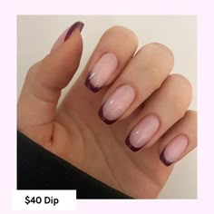 Maroon Tip Nails Square, French Nails Burgundy Tips, Burgundy Nails With French Tip, Maroon French Tip Nails Acrylic Square, Most Classy Nails, Wine Red Tip Nails, Nails That Match Maroon Dress, Short Gel Nails Maroon, Plum Tip Nails