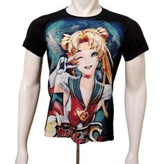 Brand New Without Tags Sailor Moon T-Shirt 100% Cotton Black Pop Culture Tops With Sublimation Print, Black Pop Culture Top With Sublimation Print, Pop Culture Printed Short Sleeve T-shirt, Black Printed Tops For Fan Merchandise, Black Printed T-shirt For Fan Merchandise, Moon Tshirt, Moon T Shirt, Sailor Moon, Colorful Shirts