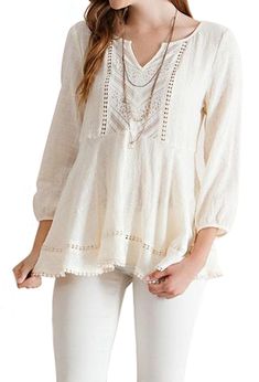 The Ivory Bohemian Tunic Top Entro Feminine Cotton Lace Top For Spring, Spring Cream Cotton Lace Top, Beige Cotton Lace Top With Lace Trim, Bohemian Cotton Lace Top For Spring, Cream Cotton Lace Top, Cream Cotton Lace Top With Lace Trim, Cream Cotton Lace Top For Spring, Cream Bohemian Lace Top For Spring, Bohemian Cream Lace Top With Crochet Trim