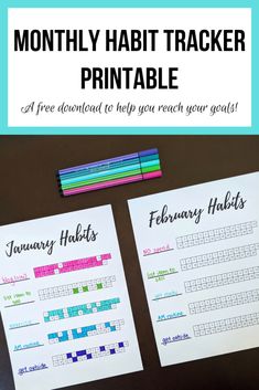 two printable calendars with the words, month habit tracker and freebie on them