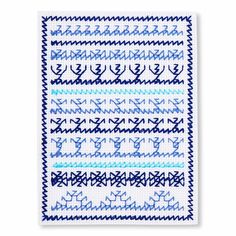 a blue and white cross stitch pattern