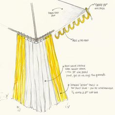 the diagram shows how to hang curtains in an area that looks like it could be used for