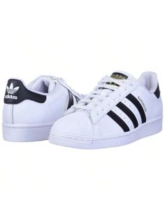 Footwear White/Core Black/Footwear White  Collar     Embellished   Sports & Outdoor Shoes White Addis Shoes, Adidas Super, Black Footwear, Casual Athletic Shoes, Adidas Shoes Superstar, Drop Shoulder Cardigan, Adidas Originals Superstar, White Core, Pretty Shoes Sneakers