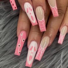 High Quality Acrylic Scream Press On Nails Make An Offer Or Bundle For Huge Discount Full Cover Nail Tips, Long Press On Nails, Nagel Tips, Fake Nails With Glue, Pink French, Gel Nail Designs, Acrylic Nails Coffin, False Nail, Pretty Acrylic Nails