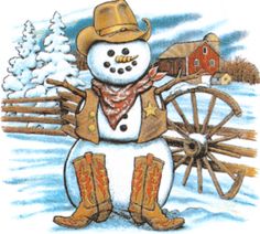 the snowman is wearing boots and a hat