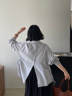 Jiangzuo "Natural Oxygen Sense" solid color drawstring sun protection shirt female summer versatile long sleeve back view looks good 597 – Kukombo Matte Powder, Shirt Female, Back View, Sun Protection, Gray Color, Sense, Womens Shirts, Solid Color, Sun