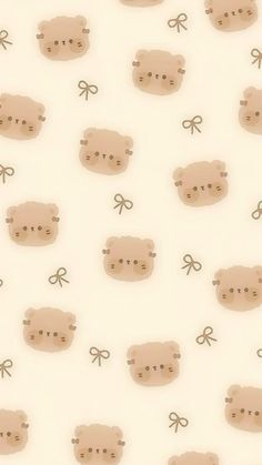 a pattern with teddy bears and bows on a white background that is very similar to the wallpaper