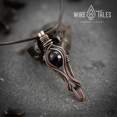 Wire wrapped bohemian style copper necklace pendant with natural black Onyx gemstone. Copper was oxidized to create antique look and to highlight the details of the wire work. It is a unisex necklace so it fits both men and women. This copper necklace comes with brown waxed cotton cord which has adjustable sliding knot and it can easily be adjusted to your preferred length ( approximately from 12 to 28 Inches). This necklace was made out of natural copper wire, so it is going to get darker over Black Hand Wrapped Necklace For Gift, Hand Wrapped Black Necklace For Gift, Black Copper Bohemian Necklaces, Black Bohemian Hand Wrapped Jewelry, Black Bohemian Copper Necklace, Black Bohemian Hand-wrapped Jewelry, Bohemian Black Hand Wrapped Jewelry, Bohemian Black Copper Necklace, Black Wire Wrapped Necklaces For Jewelry Making