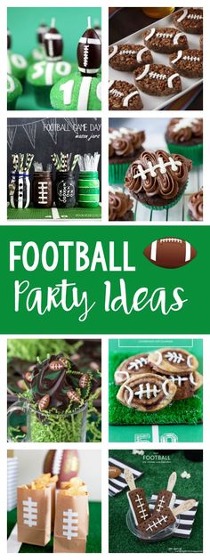 a collage of football themed party ideas