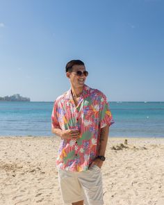 Such an iconic piece of Hawaiian culture, the Aloha Shirt is the perfect way to exude the aloha spirit on a daily basis with bright & vibrant colors wherever you may be in the world! Our super soft Aloha Shirts feature real coconut buttons with a matching left breast pocket in sizes up to 7XL. Hoping to get a complimenting dress or shirt for the rest of the family? Our Matching Collection is your one-stop shop for everyone big and small on your list! The bird of Paradise is an elegantly distinct tropical flower symbolizing love & faithfulness. This print will bring out your radiating smile in all 4 colorways: blue, brown, green & pink. * 100% Rayon * Offering S-7XL. * Matching print left breast pocket. * Real coconut buttons. * Cut & sewn in Hawaii, USA. * Machine washable. Matching Collec Pink Hawaiian Shirt With Camp Collar For Vacation, Pink Hawaiian Camp Shirt For Beach, Pink Printed Camp Shirt For Beach, Hawaiian Short Sleeve Shirt For Beach Party, Hawaiian Shirt For Beach Party, Pink Tropical Camp Shirt For Vacation, Tropical Pink Camp Shirt For Vacation, Pink Tropical Print Shirt For Vacation, Multicolor Hawaiian Camp Shirt For Beach