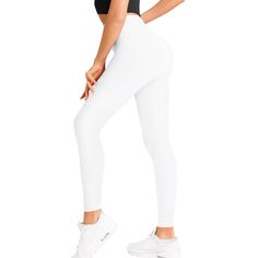 PRICES MAY VARY. SOFT FABRIC, PROVIDING EXTRA COMFORT FEELING - Our Leggings for Women Pack are made of 90% Polyester and 10% Spandex. 100% opaque fabric and no side seam design are more comfortable. PREMIUM STRETCHY WOMENS LEGGINGS - The super stretchy fabric will give you an ample amount of coverage to wrap around buttocks, safely caress every inch of your skin.You will always enjoy the feeling of softness and comfort as our Yoga Pantsfitting your every move when walking or running. CLASSICAL Slim Yoga, White Spandex, Body Contour, White Leggings, Womens Leggings, Leggings For Women, Stretch Leggings, Wide Waistband, How To Do Yoga