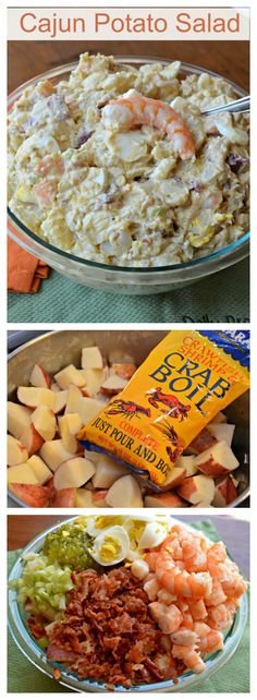 three pictures showing different types of salads and what they are made with them in the same bowl