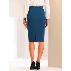 Finished in a bow design, this skirt could show your timeless charm. Its pleats in the front of the skirt can modify your figure and show off your beautiful body curves. Pair with a shirt and high heels for an office look. Suit for spring/summer and for many occasions, such as date wear, office, work, business, meetings, and cocktail parties. Date Wear, Midi Pencil Skirt, Shipt Shopper, Body Curves, Beautiful Body, Cocktail Parties, Midi Skirt Pencil, Bow Design, Peacock Blue