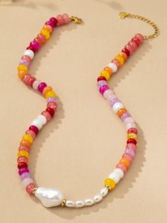 The Pink Agate Bead with Pearl Necklace is just so cute!! You will love this necklace—keep it for yourself or gift it to a friend! 8" + 3' extender Crystal Beads Necklace Design, Sequin Tube Dress, Wine Shoes, Pearl Beaded Necklace, Acrylic Ring, Iridescent Pearl, Gold Pearl Necklace, Pink Agate, Pink Beads