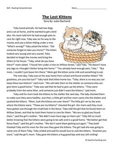 the lost kittens book page with two cats in a basket