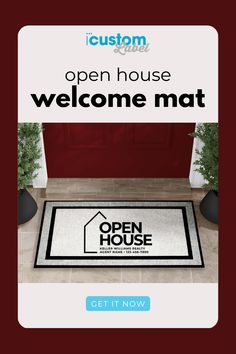 an open house welcome mat with the words open house on it