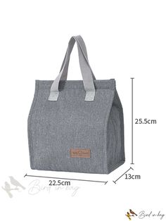 Bird in Bag - Oxford Cloth Waterproof, Thermal Insulated Lunch Bag Bento Pouch for Portable Dinners and Simple Lunches Easy Lunches, Grey Pattern, Bird In Bag, Lunch Bag, Gray Color, Oxford, Pouch, Tote Bag, Clothes