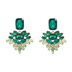 Material: Alloy Color: White, Black, Red, Green, Blue Fashion Element: Quadrilateral Style: INS Style Trendy Green Earrings For Evening, Bohemian Style Party, Colorful Crystals, Jeweled Earrings, Party Earrings, Style Party, Watch Necklace, Aqua Blue, Blue Fashion