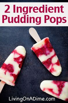 two ingredient pudding pops on a stick with text overlay