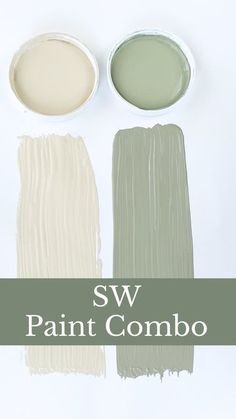 three paint colors with the words sw paint combo in white and light green on top