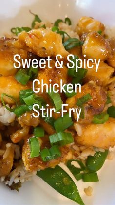 sweet and spicy chicken stir - fry with green onions