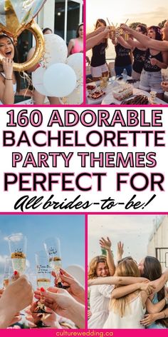 a collage of bachelor party themes with text overlaying the top 10 adorable bachelor party themes for brides to be