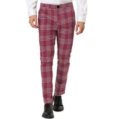 The classic dress pants feature the timeless plaid design, classic and always in trend. The slim-fitting tailoring shows the perfect leg shape, which will look better after wearing the pants. This pair of pants matches with leather shoes and a solid shirt at the top can make you a highlight in the crowd. Suitable for office, meeting, or dating in refined-fit plaid dress pants. Front Zipper Dress, Plaid Dress Pants, Slim Fit Dress Pants, Perfect Legs, Office Meeting, Checked Trousers, Business Pants, Business Checks, Slim Fit Chinos