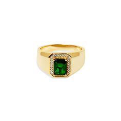 Emerald Signet Ring - The M Jewelers Emerald Signet Ring, M Jewelers, Emerald Ring Gold, Fine Gold Jewelry, Gold Vermeil Jewelry, Linking Rings, Initial Ring, Vermeil Jewelry, Emerald Ring