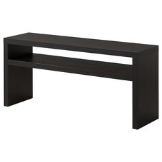 a black wooden table with one shelf on top