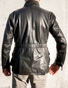 ✂️ Want to see more leather vests and leather jackets ? Please click on https://www.etsy.com/shop/FashionRacing?section_id=21524124 The Fashion Racing leather jacket has been painstakingly designed and created with high attention to the details and high quality standards at every phase of design have been ensured. It is creatively manufactured from the real genuine leather which awards it an unruffled elegant outlook, while the inner part is made comfy with the soft lining. This mens leather jac Leather Biker Jacket With Pockets, Leather Biker Jacket With Pockets For Motorcycling, Moto Leather Jacket With Pockets For Outdoor, Leather Motorcycle Jacket With Pockets, Leather Motorcycling Jacket With Pockets, Leather Biker Jacket With Pockets For Outdoor, Leather Biker Jacket With Pockets For Events, Urban Leather Biker Jacket For Outdoor, Moto Leather Outerwear For Outdoor