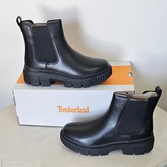 Timberland Greyfield Chelsea Boot Tb0a5zcg Black Full Grain Women's Size 7m Brand New With Box Enjoy The Rugged Casual Look And Feel Of These Boots. They Have A Pull-On Style With Dual Stretch Gore For Easy On-And-Off Benefits. Upper Made With Premium Timberland Leather. Pull-On Style With Dual Stretch Gore Ortho Lite Footbed Ground-Contact Eva Midsole. Outsole Made With Rubber Pods. Heel Height: 1.25" (3.2cm) We Are A Member Of The Leather Working Group Rebotl Fabric Lining Containing At Least Timberland Greyfield Boots, Timberland Greyfield, Ugg Classic Mini Boot, Black Heeled Ankle Boots, Chunky Heel Booties, Chelsea Rain Boots, Bow Boots, Suede Leather Boots, Wedge Ankle Boots