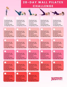 28-Day Wall Pilates Challenge Wall Pilates Workout 28 Days, 28 Pilates Challenge, 28 Day Pilates Challenge Free, 28 Day Dance Challenge, Wall Pilates Free Plan, 28day Wall Pilates Challenge Free, Wall Pilates Workout 30 Day Challenge, 30 Days Wall Pilates Challenge, Wall Pilates Plan