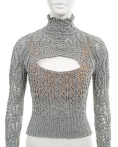 Vivienne Westwood metallic silver knitted corset sweater, fw 1993 Vivienne Westwood Knit, Vivienne Westwood Sweater, Knitted Corset, Corset Sweater, Knitwear Fashion, Fall Sweaters, Knitwear Women, Vivienne Westwood, Metallic Silver