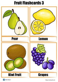 fruit flashcards Fruit Lacing Cards Free Printable, Fruit Flashcards Free Printable, Name Of Fruits In English, Vegetables Flashcards For Kids, Fruit Printables, Thema Fruit, Fruits Name With Picture, Fruit Flash Cards, Book Worksheet