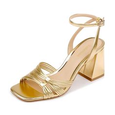 PRICES MAY VARY. 💃Gold Heel Sandals: These block heels for women feature a sturdy 2.76 inch/7 cm block mid heel. This sandals women dressy that offers the perfect balance of height and stability, featuring a cushioned footbed that supports your feet throughout the day. 🌺Open Toe Style : The square open toe metallic strappy heels for women not only adds a contemporary touch but also provides ample space for comfort, reducing the squeeze on your toes. 👠Adjustable Ankle Straps : The prom shoes e Hoco Heels, Hoco Shoes, Homecoming Shoes, Gold Strappy Heels, Trendy Heels, Prom Dress Shoes, Strappy Block Heels, Bridesmaid Shoes, Chunky Heels Sandals