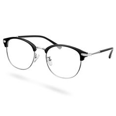 Round and retro, these non-prescription men's glasses suit all face shapes. This model uses light silver-toned accents for a timeless look. Crystal-clear glass lenses. Comfortable to wear with soft temple tips and smooth nose pads that don’t leave a mark. Sturdy construction. Mens Hair Glasses, Round Face Shape Glasses, Smooth Nose, Round Glasses Men, Glasses For Round Faces, Glasses For Face Shape, Men's Glasses, Clear Lens Glasses, Nerd Glasses