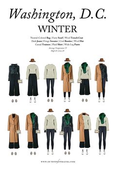 What to Wear to Washington, DC in the Winter - Outfits For Travel Winter Capsule Wardrobe Travel, Dc Fashion, Outfit For Travel