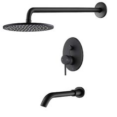 an image of a shower faucet with thermostaer and hand shower head